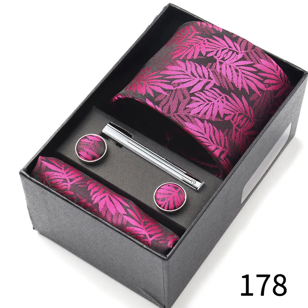 Business Ties Hanky Cufflink Tie Clips Set For Men Green Necktie Corbatas Suit Accessories Wedding In Gift Box Gravatas