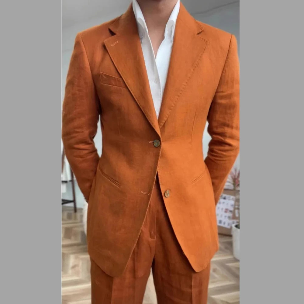 High Quality Linen Blend Business Dress Suit Wedding Suit Men Versatile Casual Office Party Prom Costume Homme Men Tuxedo Suit