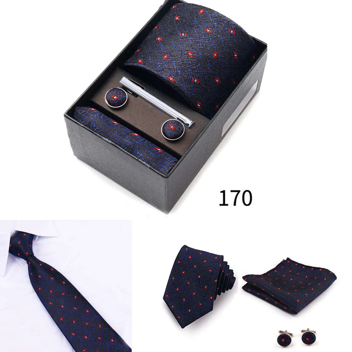 Business Ties Hanky Cufflink Tie Clips Set For Men Green Necktie Corbatas Suit Accessories Wedding In Gift Box Gravatas