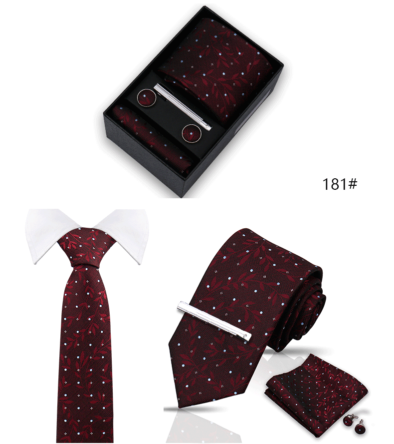 Tie Set For Men Silk Necktie Wedding Cufflinks Box Gift Tie Clip Men Pocket Square Necktie Luxury Business Wholesale Gravatas