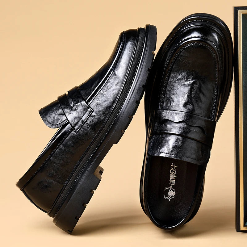 Fashion Leather Mens Casual Shoes Breathable Business Handmade Slip On Shoes Hot Sale Brand Classic Men Shoes Flats Moccasins