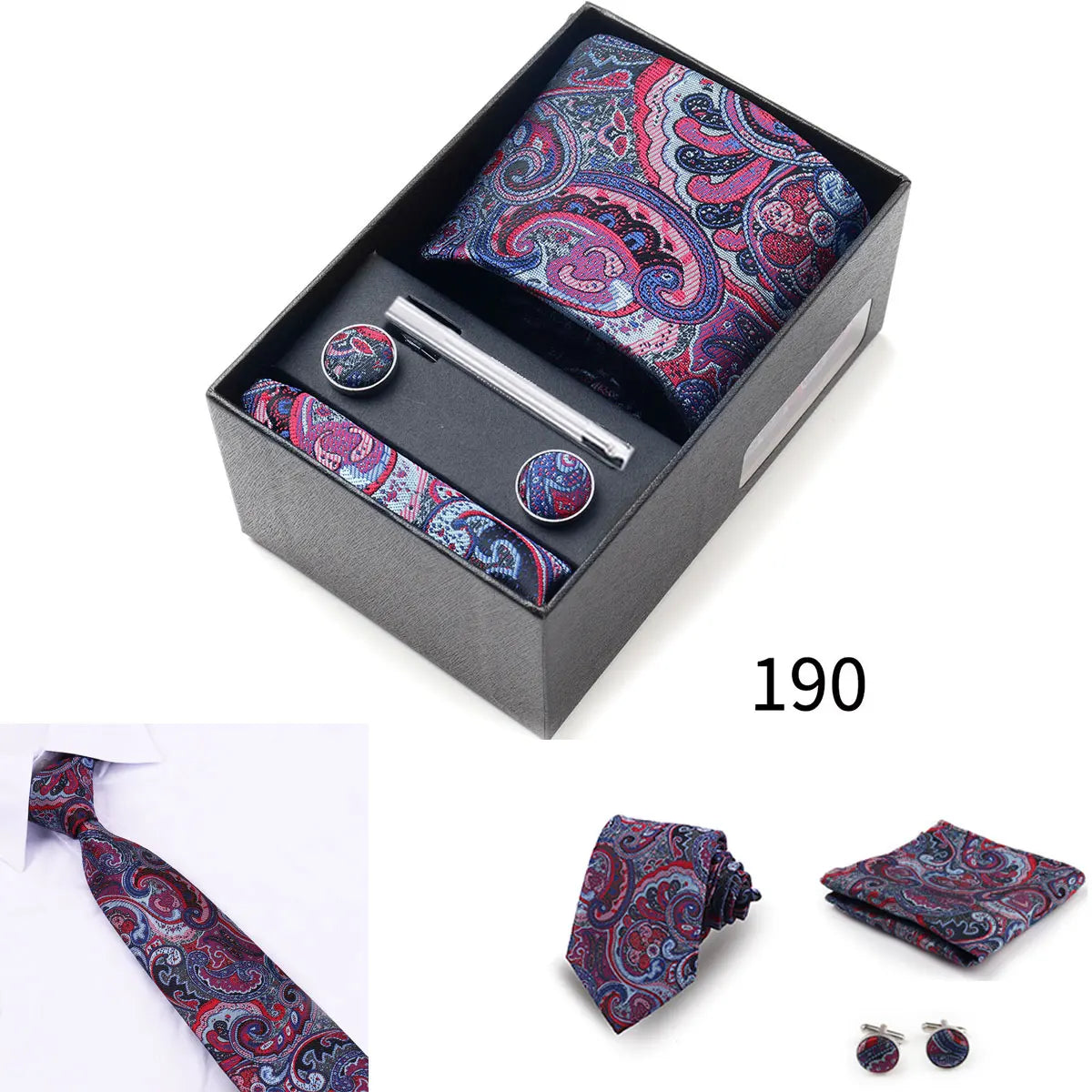 Business Ties Hanky Cufflink Tie Clips Set For Men Green Necktie Corbatas Suit Accessories Wedding In Gift Box Gravatas