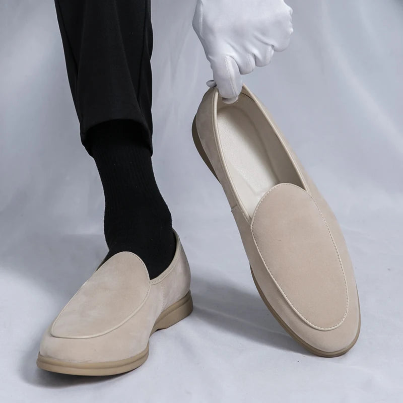 Autumn High-quality Suede Mens Loafers Simple Flat Casual Shoes Luxury Brand Nubuck Leather Outdoor Mocasin Party Wedding Shoes