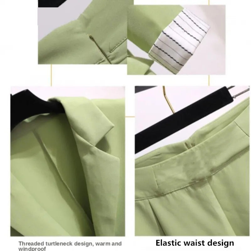 Women's Spring Summer Thin Blazer Pants 3 Pcs Set Korean Office Lady Work Graceful Suit Coat Trousers Vest Outfits Daily Clothes