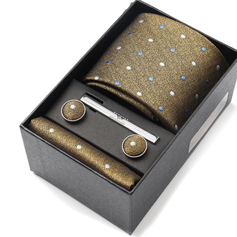 Tie Set Box 7.5cm Skinny Tie For Men Wedding Blouses Dress Necktie Cufflinks Box Pocket Square Clip Gift Box Business Gravetas