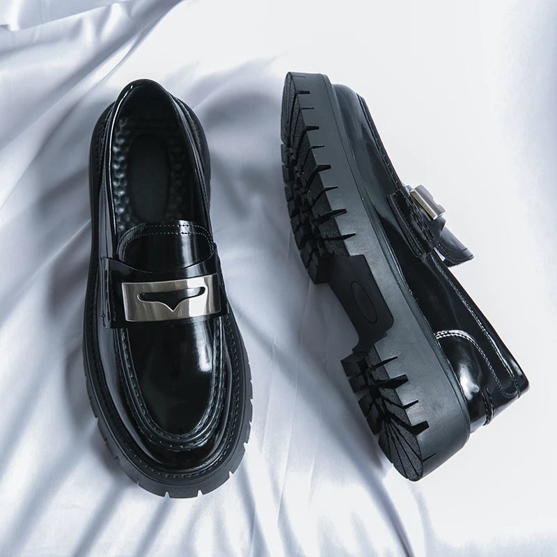 Platform New Men's Dress Leather Shoes High Classic Comfortable Pointed Toe Lace-up Business Shoes Fashion Casual Wedding Party