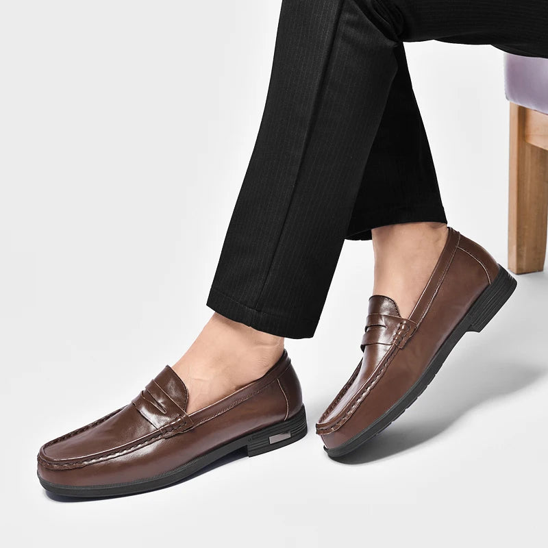 Genuine Leather Mens Loafers Handmade Casual Shoes for Men Slip on Flats Walking Shoe Breathable Man Driving Footwear Moccasins