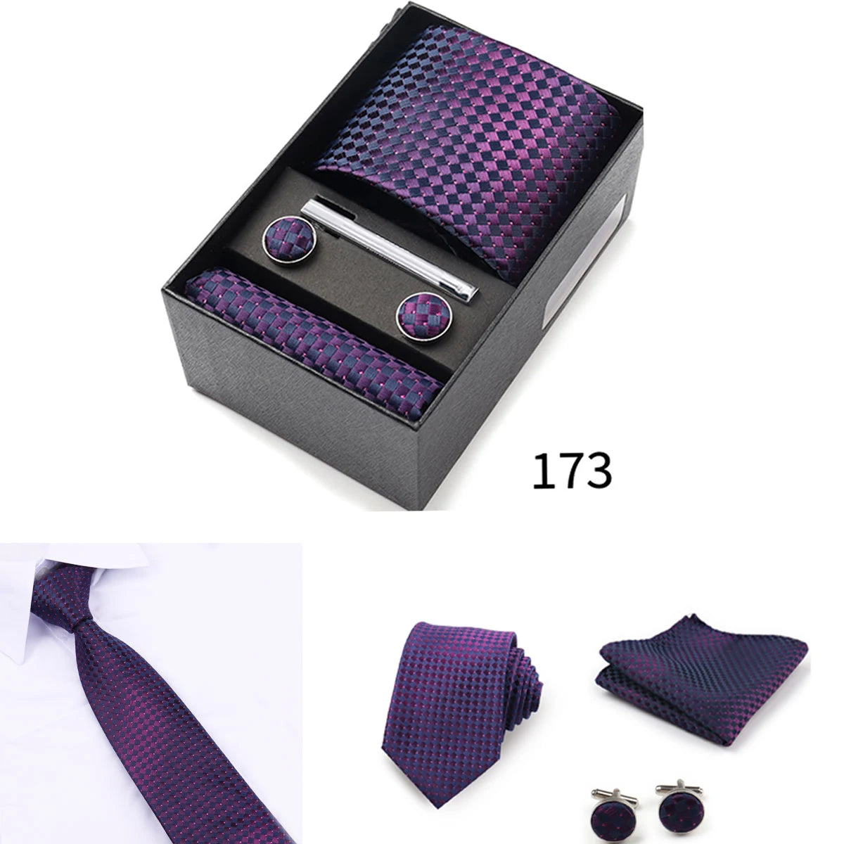 Business Ties Hanky Cufflink Tie Clips Set For Men Green Necktie Corbatas Suit Accessories Wedding In Gift Box Gravatas