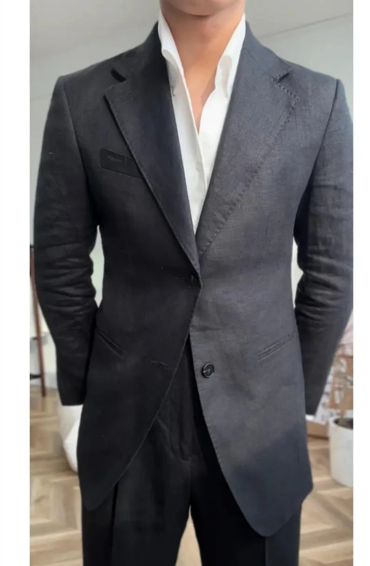 High Quality Linen Blend Business Dress Suit Wedding Suit Men Versatile Casual Office Party Prom Costume Homme Men Tuxedo Suit