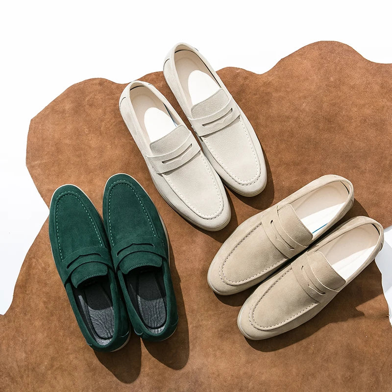 Spring New Classic Suede Loafers Men Casual Shoes Luxury Brand Mens Breathable Slip on Driving Shoes Nubuck Leather Moccasins