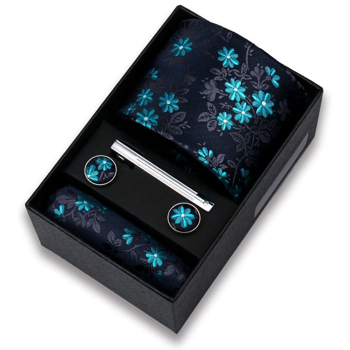 Tie Set For Men Silk Necktie Wedding Cufflinks Box Gift Tie Clip Men Pocket Square Necktie Luxury Business Wholesale Gravatas