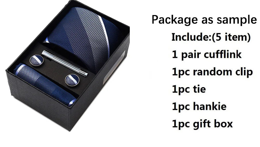 Business Ties Hanky Cufflink Tie Clips Set For Men Green Necktie Corbatas Suit Accessories Wedding In Gift Box Gravatas
