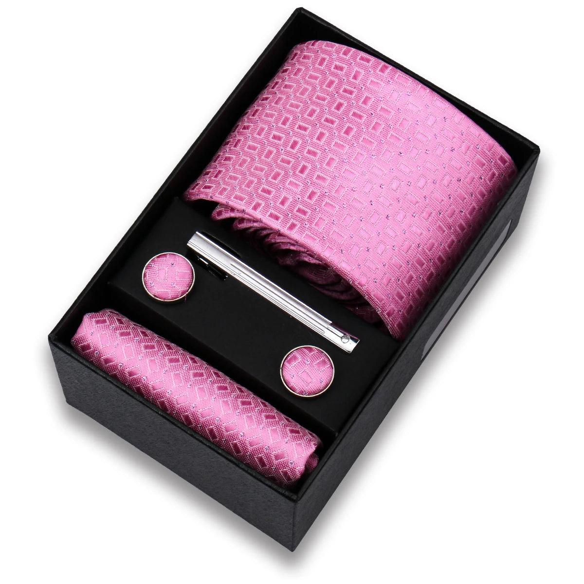 Tie Set For Men Silk Necktie Wedding Cufflinks Box Gift Tie Clip Men Pocket Square Necktie Luxury Business Wholesale Gravatas