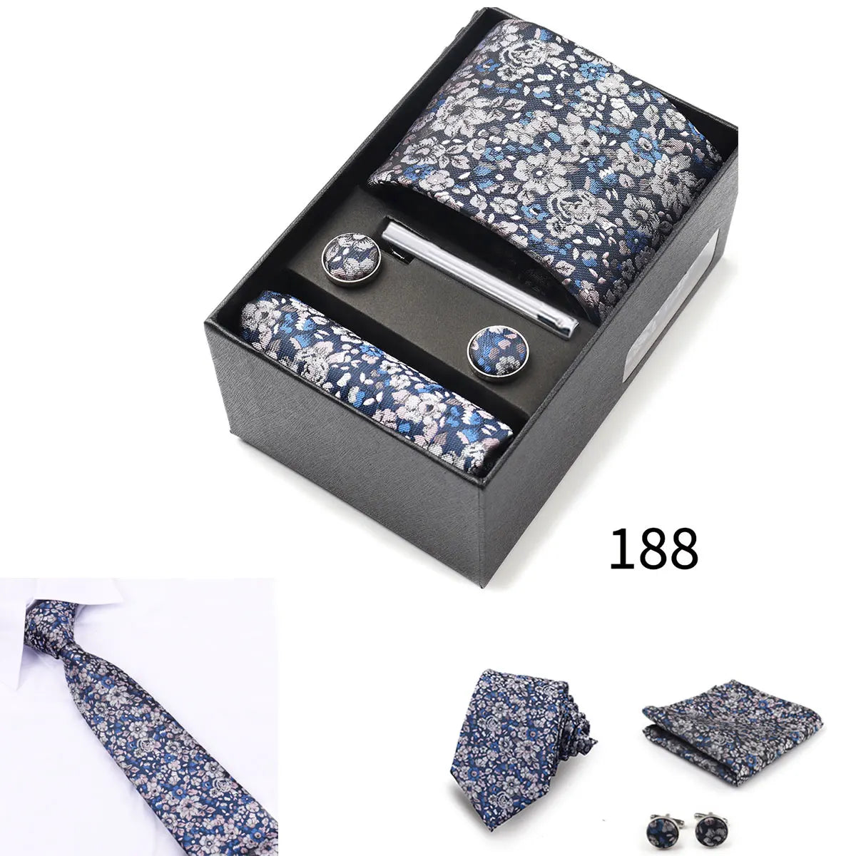 Business Ties Hanky Cufflink Tie Clips Set For Men Green Necktie Corbatas Suit Accessories Wedding In Gift Box Gravatas