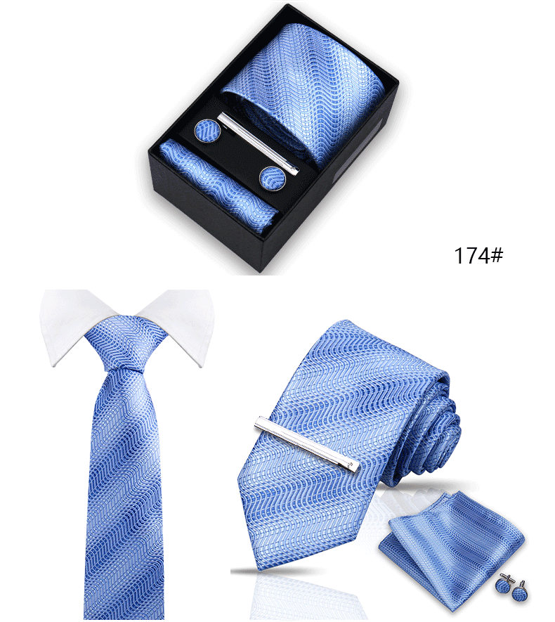 Tie Set For Men Silk Necktie Wedding Cufflinks Box Gift Tie Clip Men Pocket Square Necktie Luxury Business Wholesale Gravatas