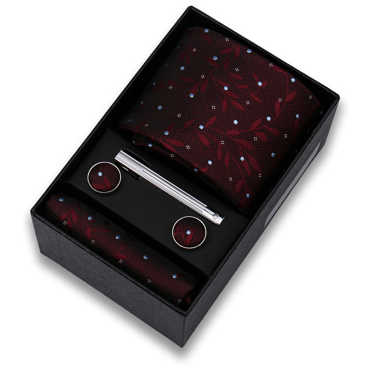 Tie Set For Men Silk Necktie Wedding Cufflinks Box Gift Tie Clip Men Pocket Square Necktie Luxury Business Wholesale Gravatas