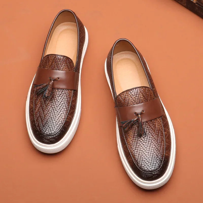 New Fashion Leather Men Party and Wedding Casual Loafers Italian Men's Dress Shoes Comfortable Breathable Men Shoes Big Size 46