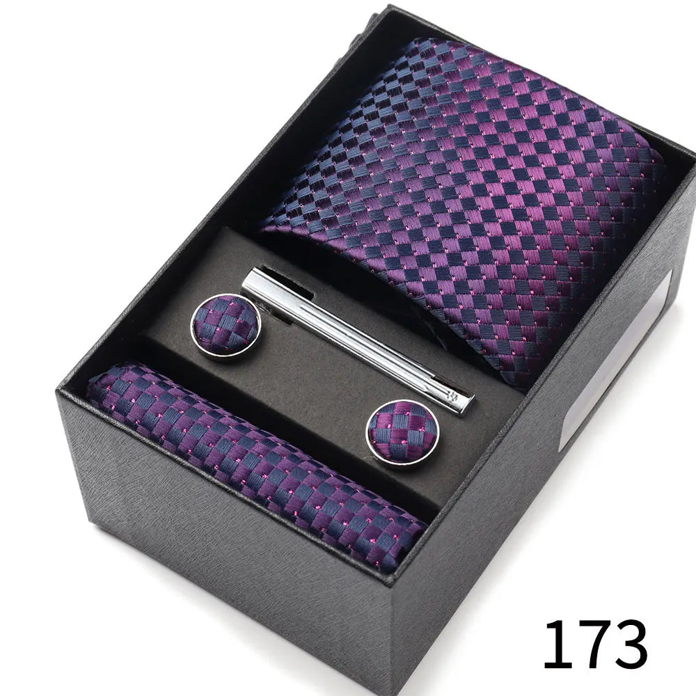 Business Ties Hanky Cufflink Tie Clips Set For Men Green Necktie Corbatas Suit Accessories Wedding In Gift Box Gravatas