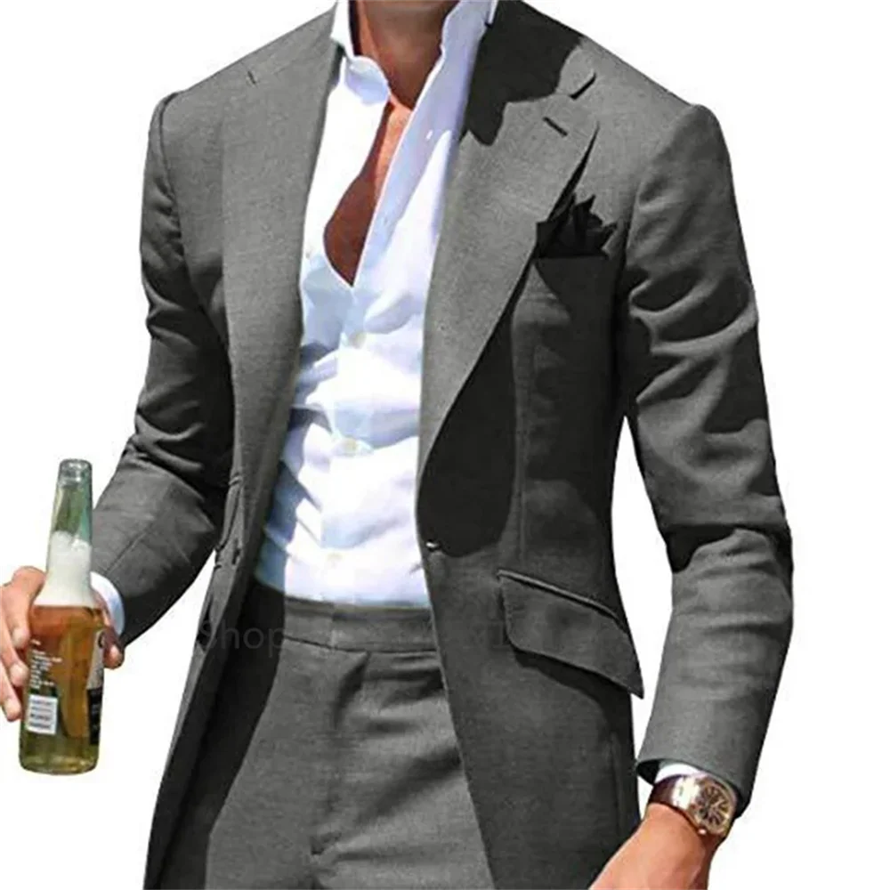 New Party Suits for Men Groom Tuxedos Slim Fit Groomsmen 2 Pieces Wedding Suits Classic Clothing Male Suit (Blazer+Pants)