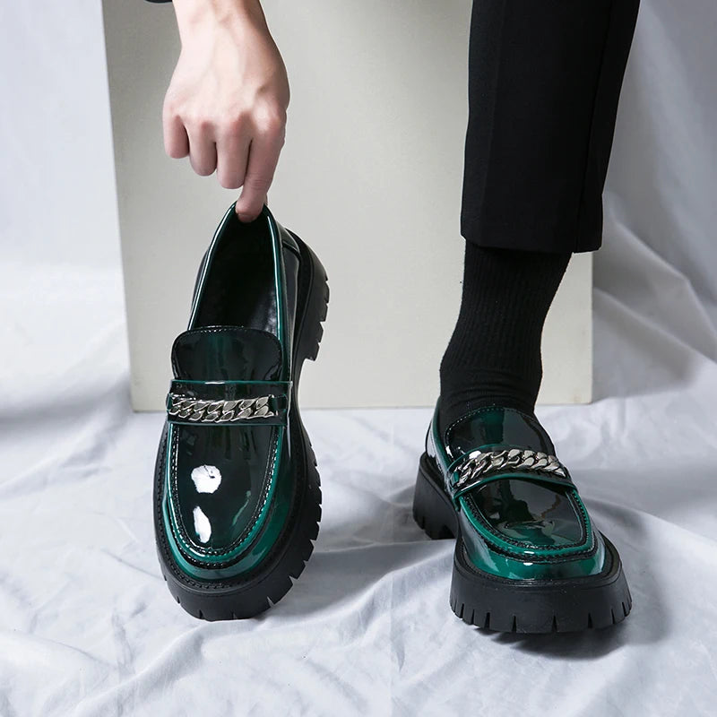 Men Black Leather Shoes Japan Harajuku Korean Fashion Business Wedding Leather Shoe Men High Sole Platform Casual Leather Shoes
