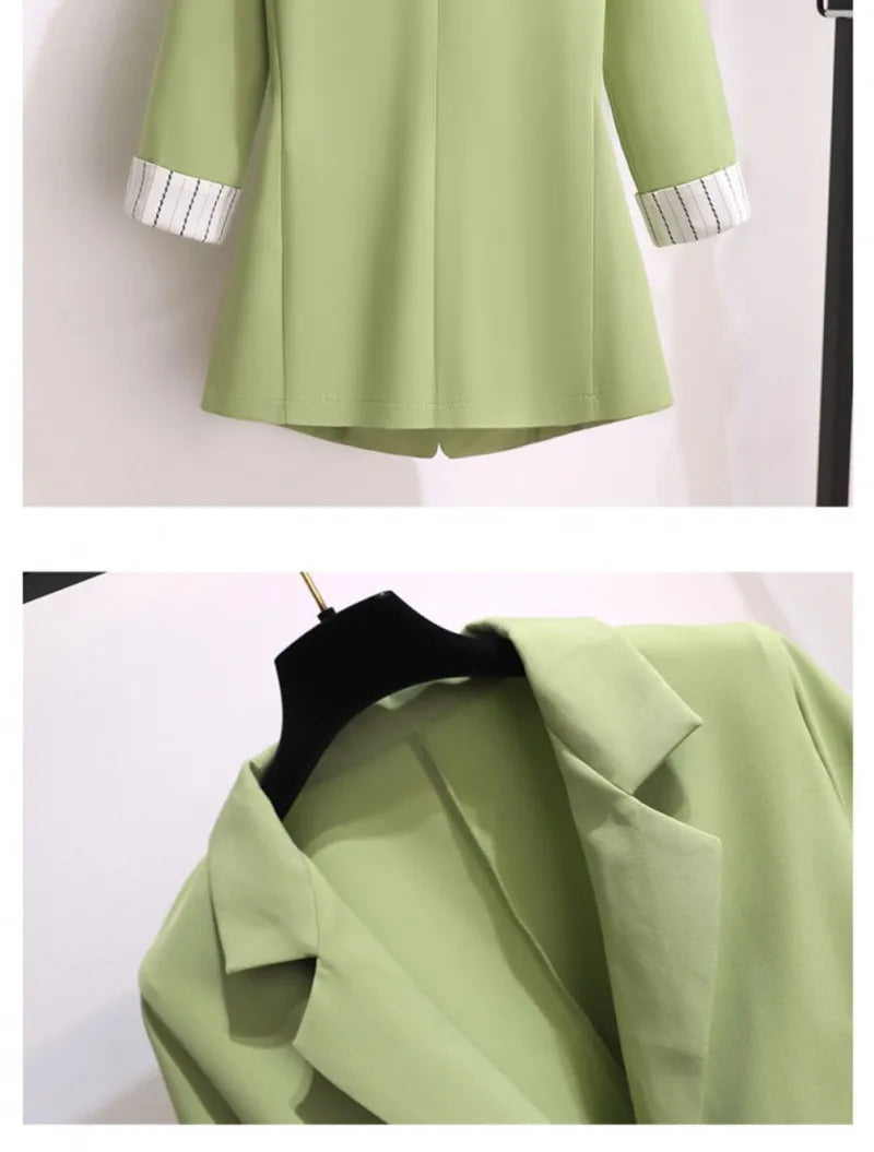 Women's Spring Summer Thin Blazer Pants 3 Pcs Set Korean Office Lady Work Graceful Suit Coat Trousers Vest Outfits Daily Clothes