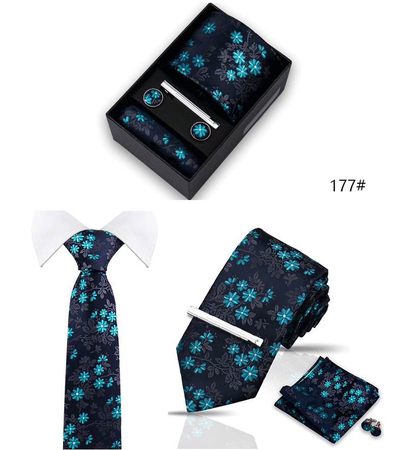 Tie Set For Men Silk Necktie Wedding Cufflinks Box Gift Tie Clip Men Pocket Square Necktie Luxury Business Wholesale Gravatas
