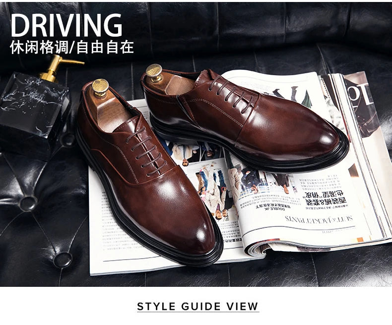 Fashion Business Formal Leather Shoes Men Black Male Wedding Shoes Luxury Derby Dress Lace-up Office Leather Shoes Man Plus Size
