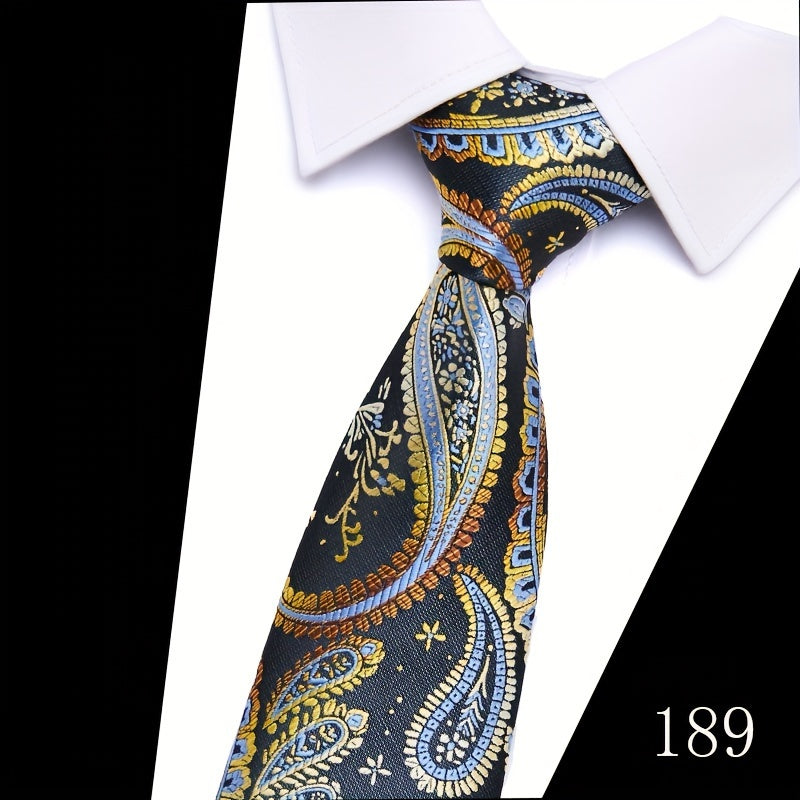 IN BLACK Men's Tie, Paisley Floral Necktie for Wedding Workplace