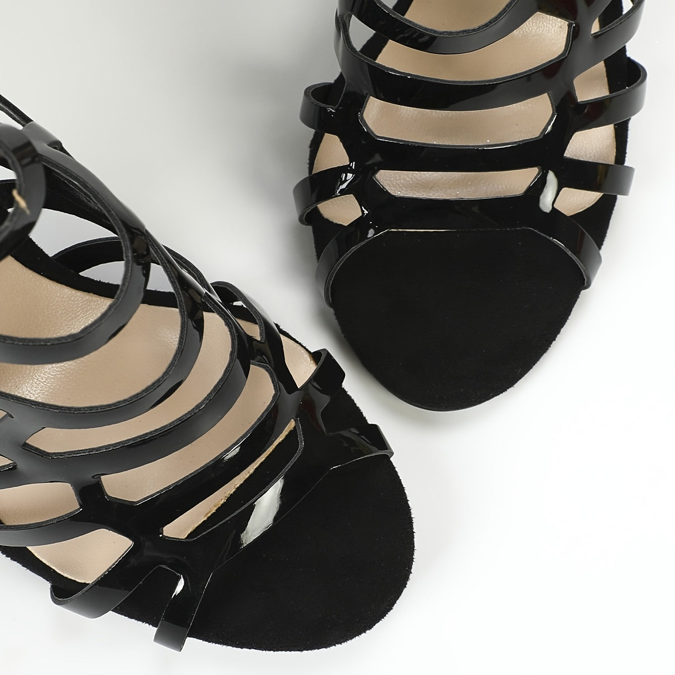 Women's Solid Color Sandals, Hollow Out Open Toe Ankle Strap Buckle Slingback Stiletto Heel Shoes, Summer Dance Shoes