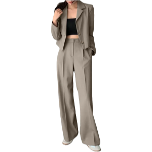 ZANZEA Elegant Blazer Suits Solid Fashion Matching Sets Long Sleeve Tops Wide Leg Pants Vintage Casual Tracksuit Work Suit 2023