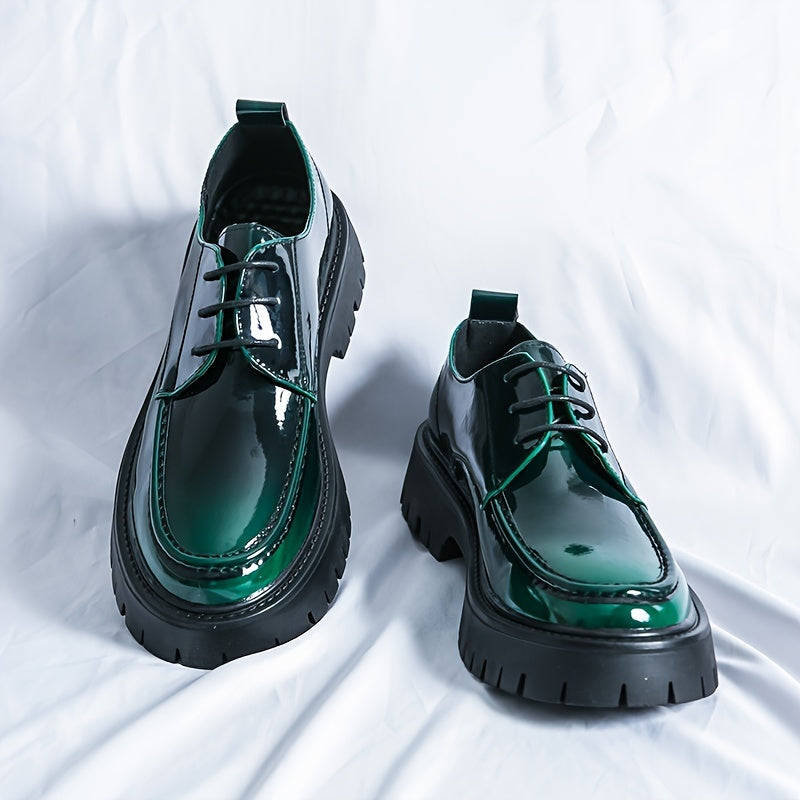 Men's Round Toe Versatile Semi-formal Dress Shoes, Wear-resistant Non Slip Lace-up Shoes For Business Office