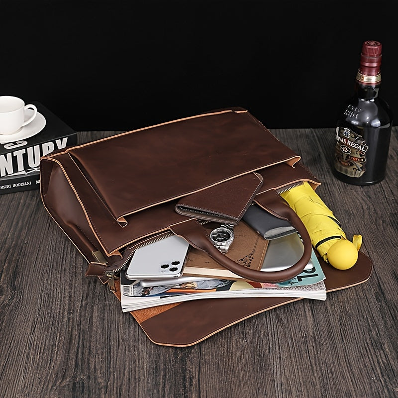 Men's Handbag, Men's Bag, Pu Leather Shoulder Messenger Business Computer Briefcase For Men Women
