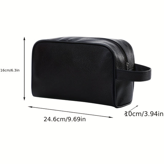 Synthetic Leather Toiletry Bag Washing Shower Makeup Organizer Retro Wristlet Handbag Portable Cosmetic Case