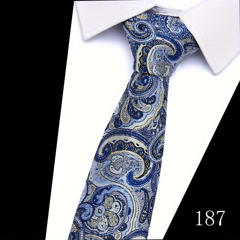 IN BLACK Men's Tie, Paisley Floral Necktie for Wedding Workplace