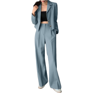 ZANZEA Elegant Blazer Suits Solid Fashion Matching Sets Long Sleeve Tops Wide Leg Pants Vintage Casual Tracksuit Work Suit 2023