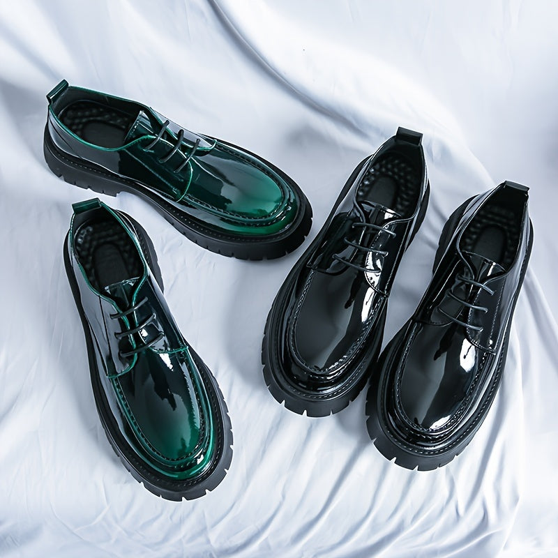 Men's Round Toe Versatile Semi-formal Dress Shoes, Wear-resistant Non Slip Lace-up Shoes For Business Office