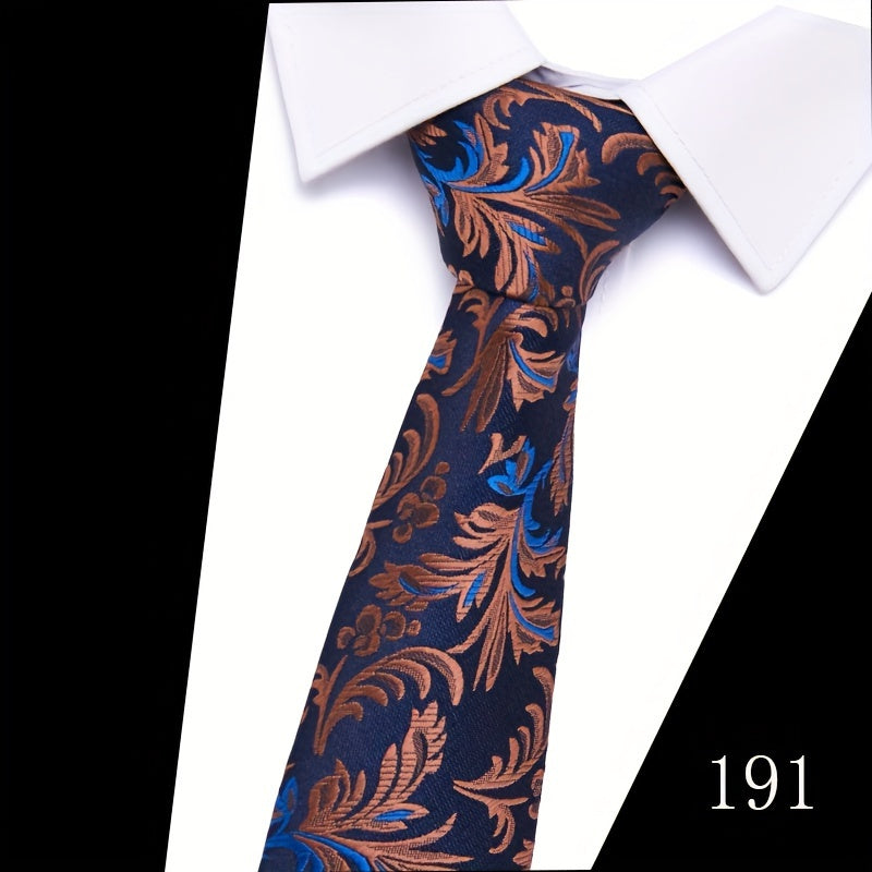 IN BLACK Men's Tie, Paisley Floral Necktie for Wedding Workplace