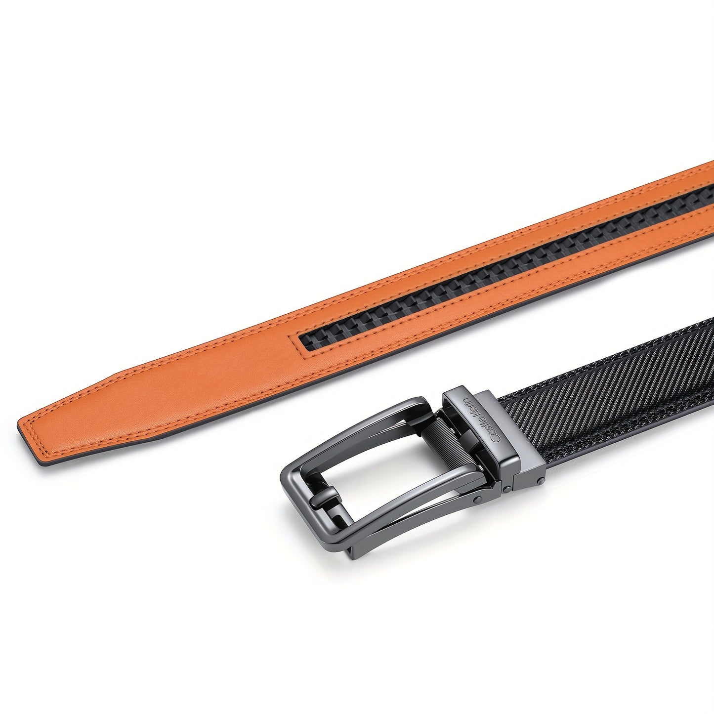 Men's Genuine Leather Belt With Comfortable Adjustable Ratchet Buckle, Perfect For Oxford Formal And Casual Jeans (35mm)