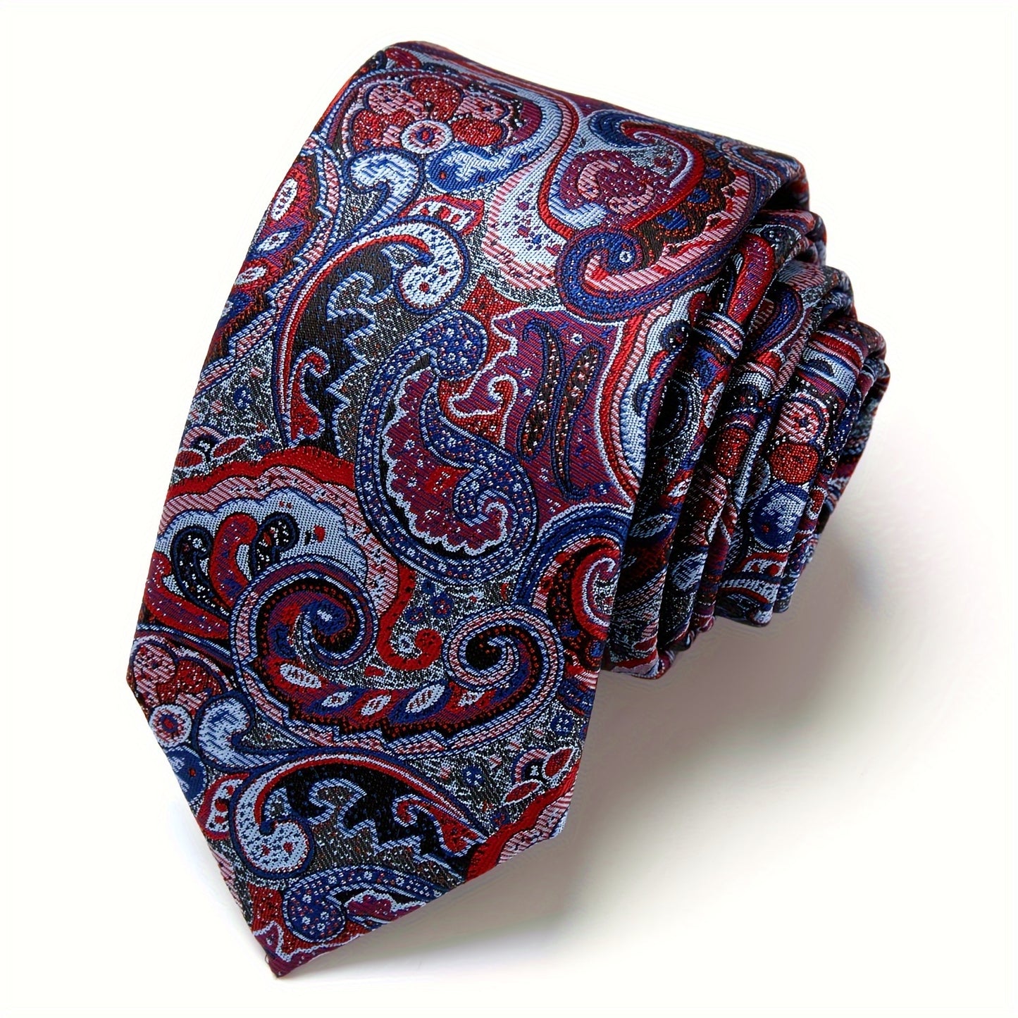IN BLACK Men's Tie, Paisley Floral Necktie for Wedding Workplace
