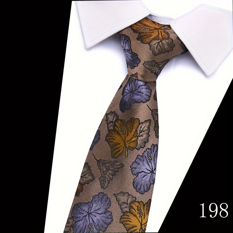 IN BLACK Men's Tie, Paisley Floral Necktie for Wedding Workplace