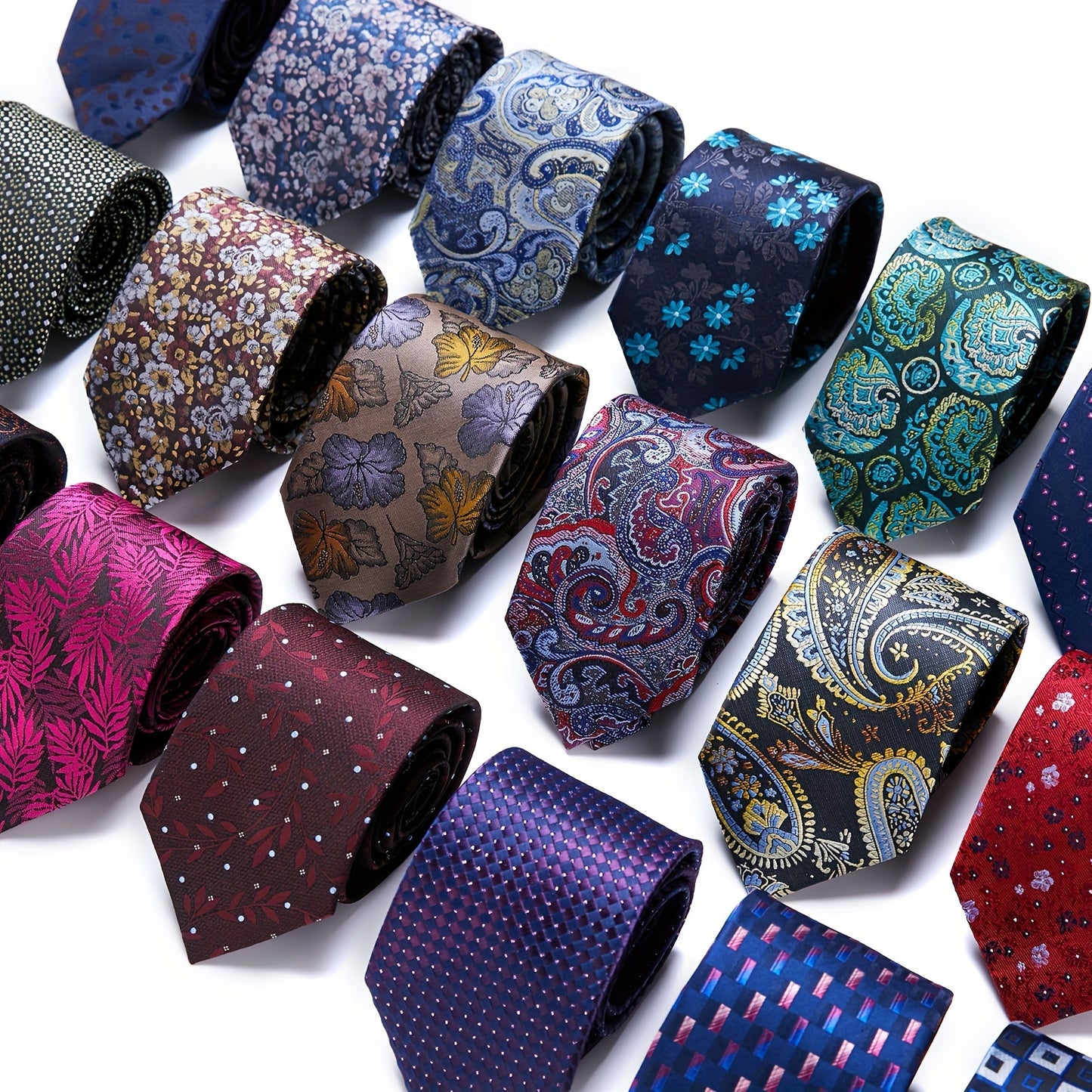 IN BLACK Men's Tie, Paisley Floral Necktie for Wedding Workplace
