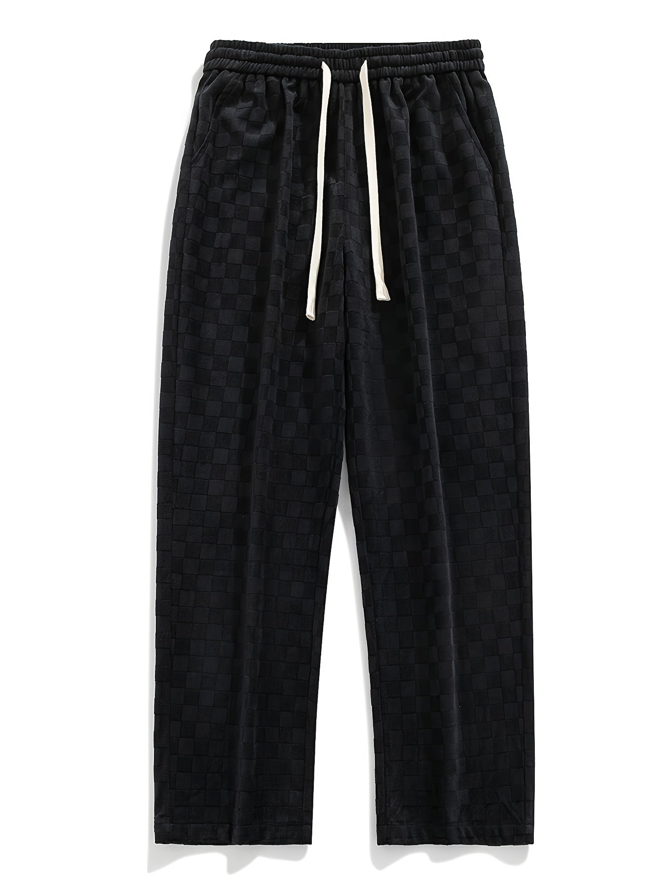 Men's Solid Color Corduroy Straight Leg Pants With Drawstrings, Casual Autumn And Winter Trousers As Gift