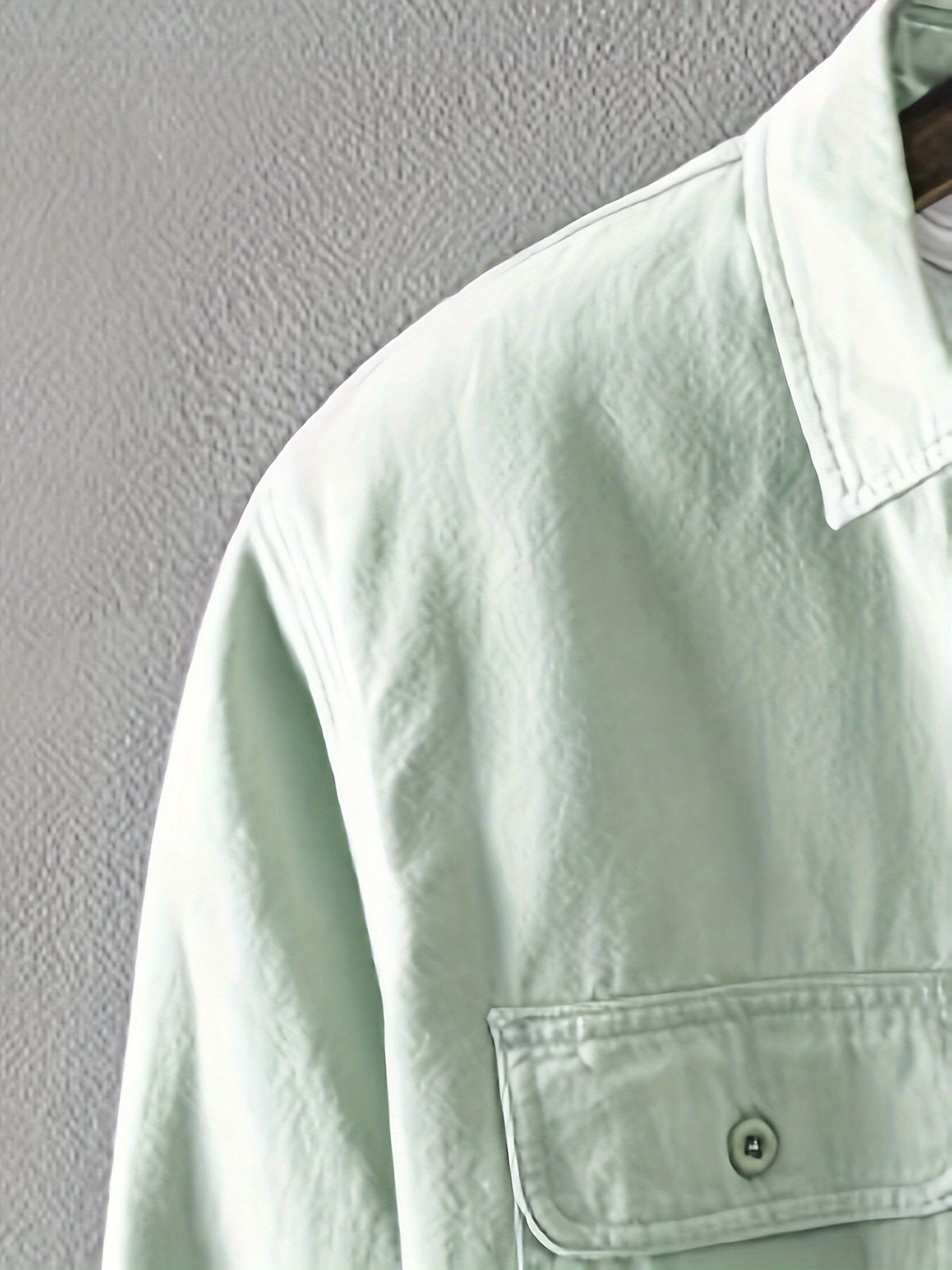 Men's Casual 100% Cotton Button-Down Shirt with Front Pockets - Long Sleeve Solid Color Square Collar Non-Stretch Woven Top for Daily Wear and Weekend Casual, Spring/Fall Collection