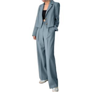 ZANZEA Elegant Blazer Suits Solid Fashion Matching Sets Long Sleeve Tops Wide Leg Pants Vintage Casual Tracksuit Work Suit 2023
