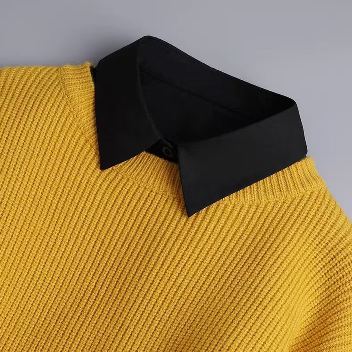 Women's Detachable Striped Shirt Collar, Pointed Faux Collar for Decoration and Modesty, Casual Polyester Knit Accessory for Spring, Autumn, Winter