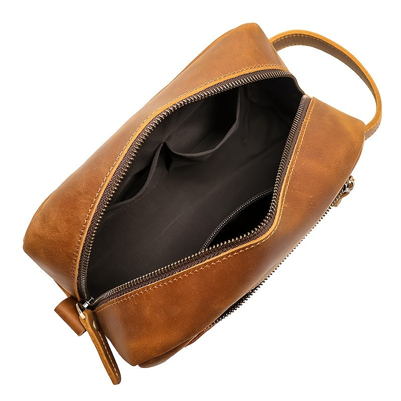 Men's Vintage Genuine Leather Make-Up Bag, Toiletry Bags